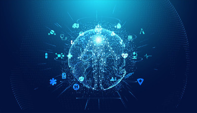 摘要科技数字健康医疗概念人类数字医疗对高科技蓝色医疗的关注。