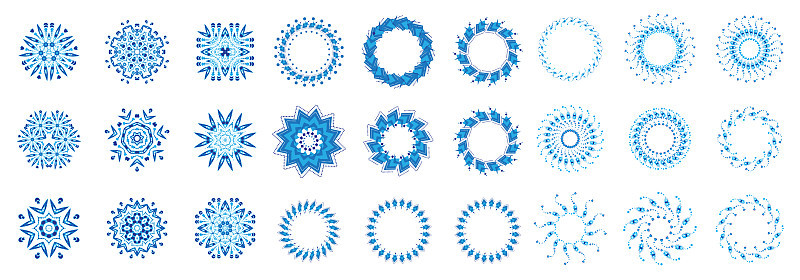 Blue Mandala Set, Pakistan, Ottoman Pattern Isolat