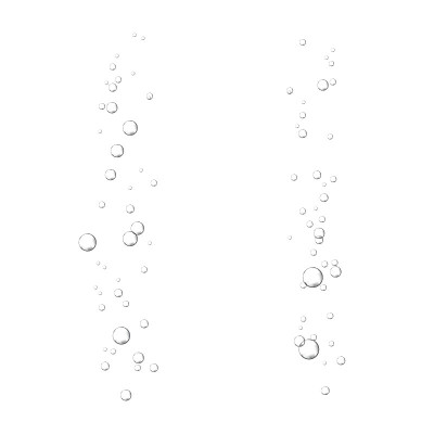 氧气气泡在白色背景的水中流动。