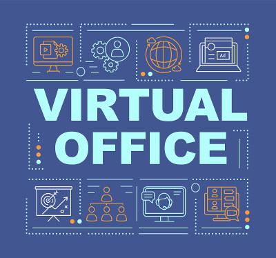 Virtual office word concepts banner