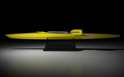 Kayak在背景。3 d渲染。
