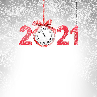 新年快乐。2021年开始。三维演示