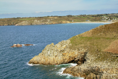 特里帕萨斯湾的雷兹角景色。Finistere。布列塔尼