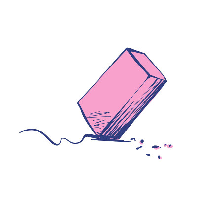 Color illustration of a pink eraser rubber. Stock 