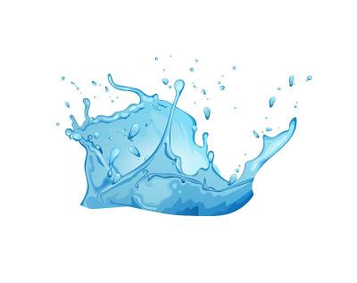 水飞溅卡通矢量插图。