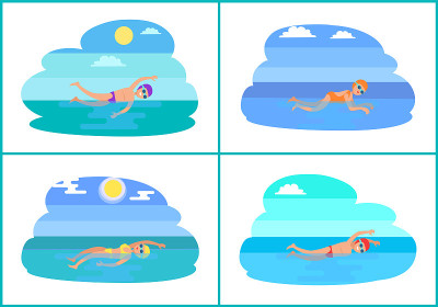 Breaststroke Butterfly Styles Vector Illustration