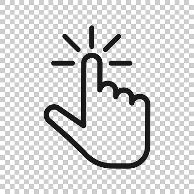 Click mouse icon in transparent style. Pointer vec