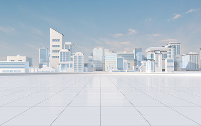 数字模型城市与白色背景，3d渲染。
