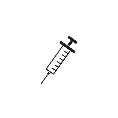 注射器注入图标。塑料医用注射器针头。向量