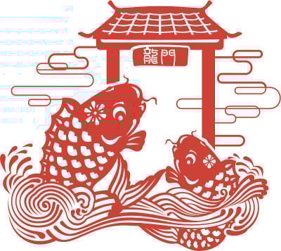 两只跳跃的新年鱼