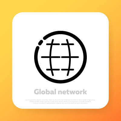 全局网络线路图标。社交网络。全球技术。矢量线图标的业务和广告