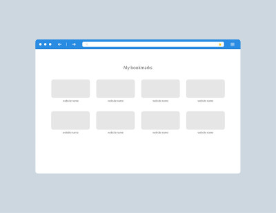 Web浏览器窗口。书签的标签。最喜欢的网站图标。孤立的网页模型。计算机浏览器模板与空白页。搜索栏与放