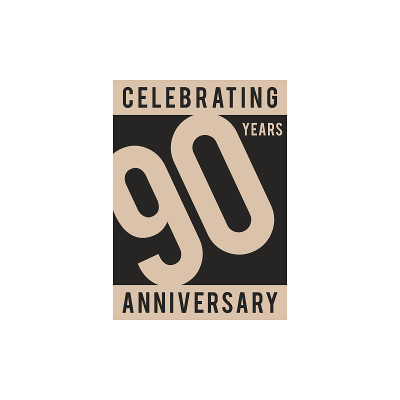 90周年庆祝图标矢量股票插图设计模板。