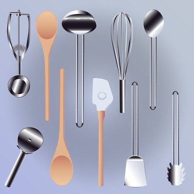 Seamless Kitchen Tools Pattern in Vector realistic