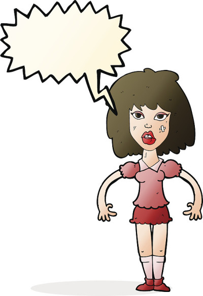 卡通女孩与语音泡泡战斗