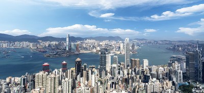 鸟瞰香港的建筑景观