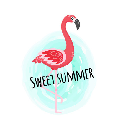 甜蜜的夏天，粉红色火烈鸟海报设计