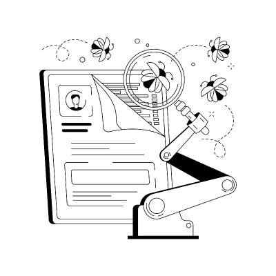 自动化测试抽象概念矢量图。