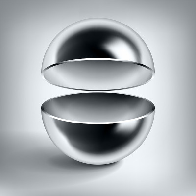 矢量铬空心球，开放式光滑金属球，抽象物体为您的项目设计