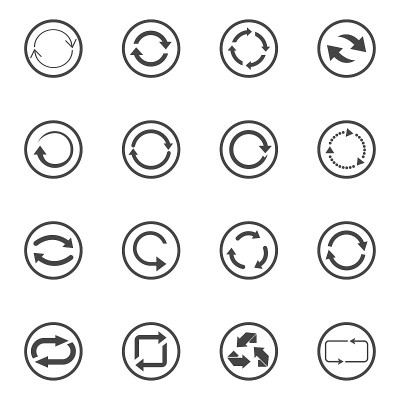 Repeat icons set. set of 16 refresh filled icons s