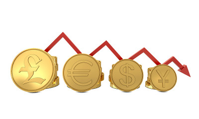 货币符号在金币图表和红线
