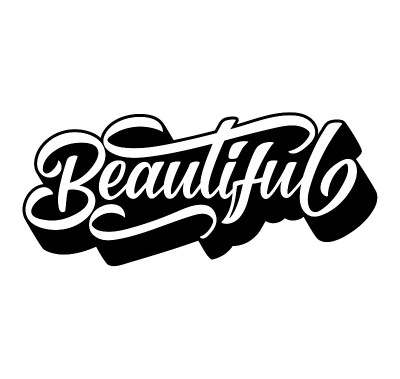 Vector lettering illustration of “Beautiful“ text 