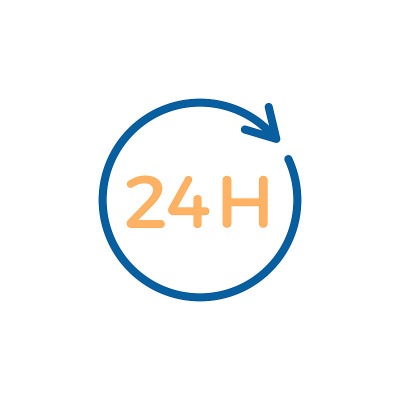 24小时不间断。随时提供24小时服务。矢量时尚细线图标插图设计