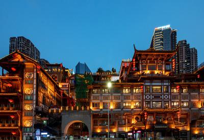 中国重庆洪崖洞古镇夜景