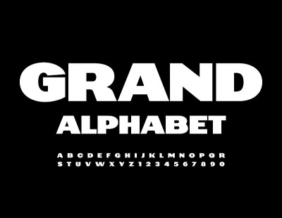 向量大字母。大胆的白色字体