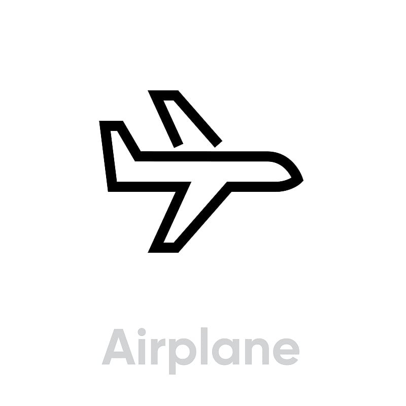 Aircraft icon vector editable line on white