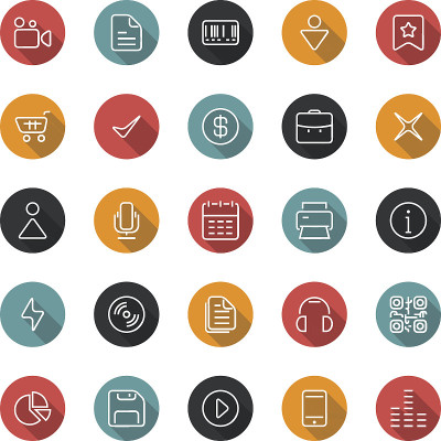 一组瘦图标。平的风格。向量ui, web，应用程序。