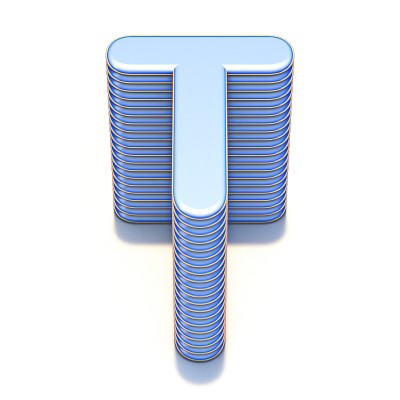 蓝色挤压字体字母T 3D