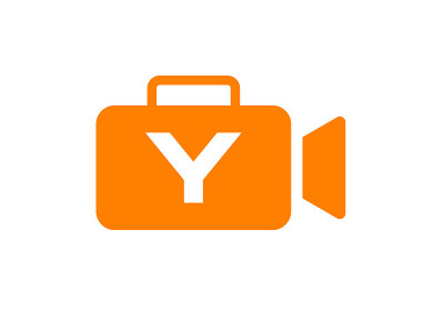 在字母Y上的电影电影和录像标志设计模板。首字母Y与电影摄影机的标志设计