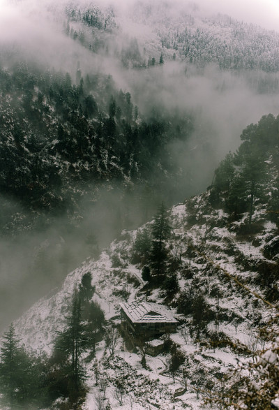 喜马拉雅山被雪覆盖的景观照片