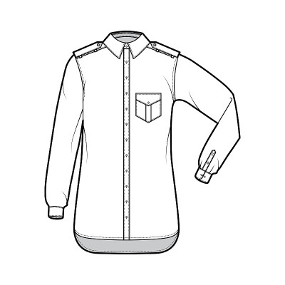 Shirt epaulette technical fashion illustration wit