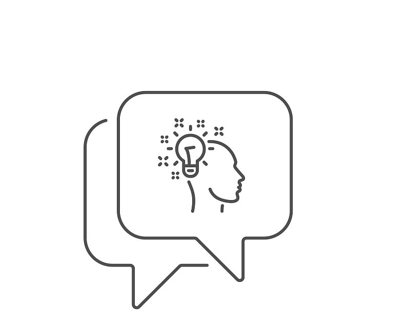 Idea line icon. Human head with light bulb sign. V