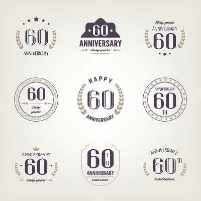 60周年庆典标志。六十周年纪念标志套装。