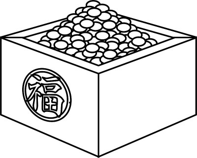 Soys of Japanese Setsubun went into measuring box 