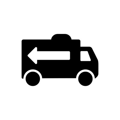 Van with arrow icon vector black