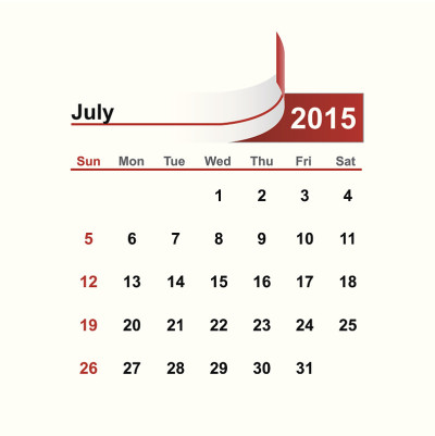 矢量简单历法2015年7月。