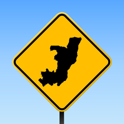 刚果地图上的路标。