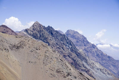 在uspallata pass，门多萨，阿根廷的山峰山峰的景观