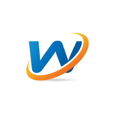 首字母W与Swoosh矢量股票插图设计模板。