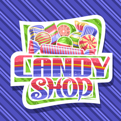矢量标签糖果店