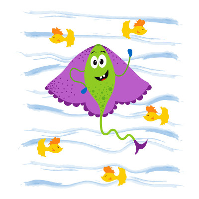 Funny monsters horoscope - Pisces - Vector