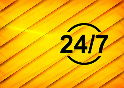 24/7图标对角线木图案黄色背景插图