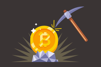 在矿里用鹤嘴锄挖比特币