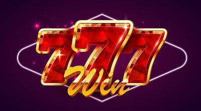 大胜777横幅。用金色的字母签名。在线赌场。