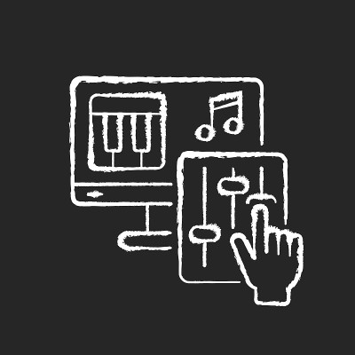 DIY音乐粉笔白色图标上的黑色背景