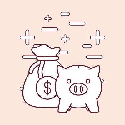 存钱罐和金钱相关的图标